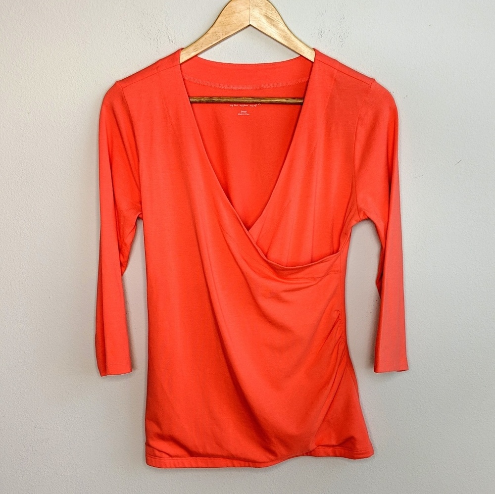 Soft Surroundings Orange Faux Wrap Top